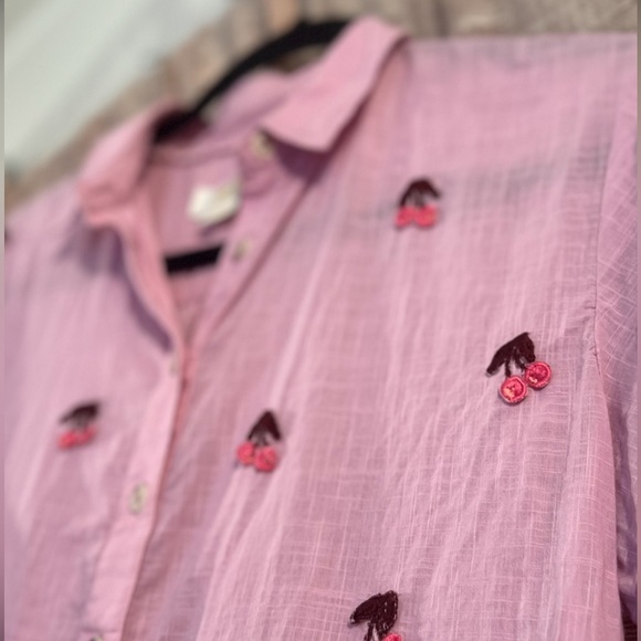 Anthropologie Maeve Cherry Surf Shirt, NWT - Picture 3 of 11
